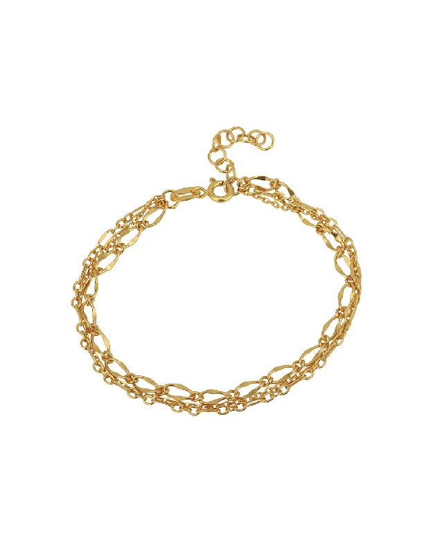 bracelets and bangles for evening wear -18kt Gold Plated Double Chain Adjustable Link Bracelet for women