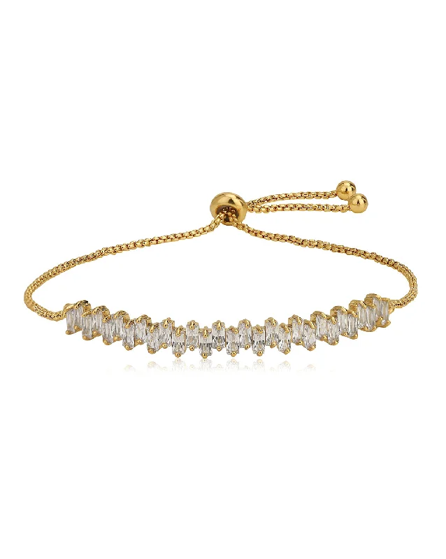 bracelets and bangles elegant gold -Premium Gold Plated With Cz Fancy Adjustable Bracelet For Women