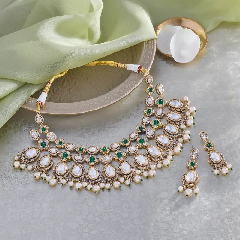 necklaces for minimalist style -Kundan Necklace 165822