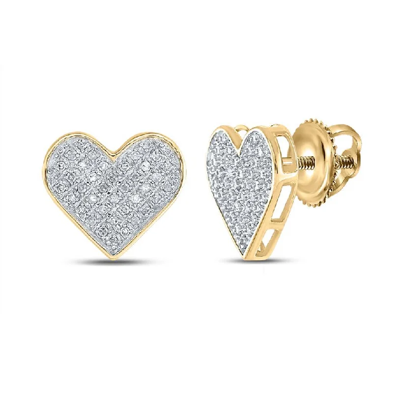 ladies earrings affordable luxury -Ladies Heart Diamond Earrings .25cttw .925 Silver