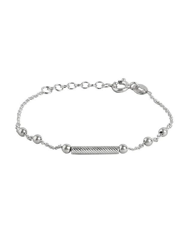 bracelets and bangles layered look -925 Sterling Silver Rhodium Plated Adjustable Charm Bracelet