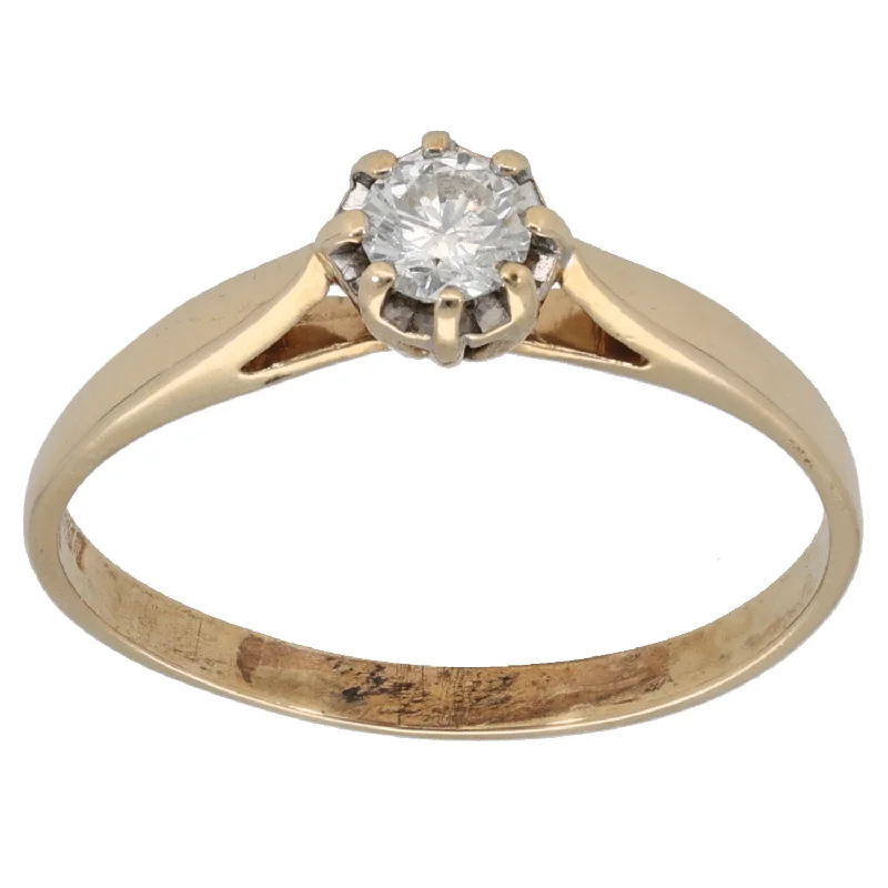 ladies engagement rings conflict free -9ct Gold 0.25ct Diamond Single Stone Ring Size Q