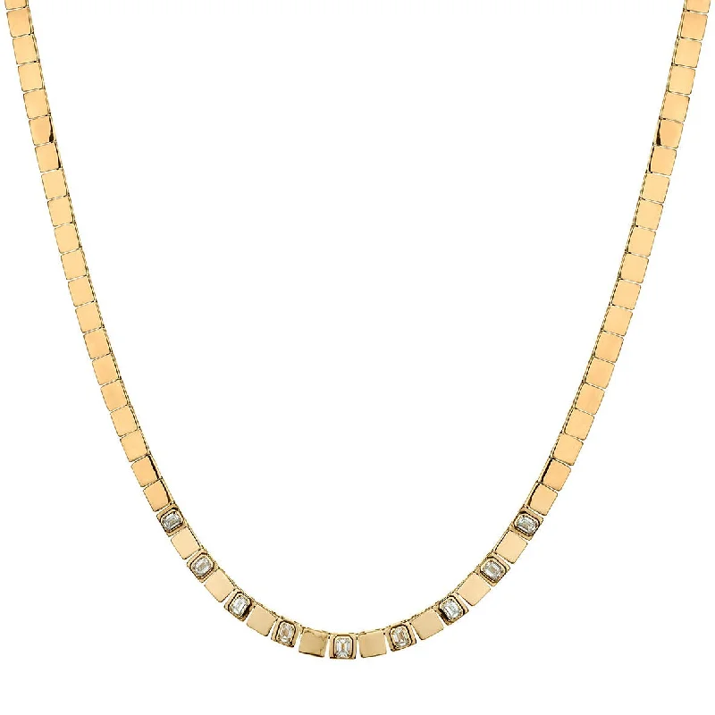 necklaces with black onyx -EMERALD & GOLD SQUARE NECKLACE