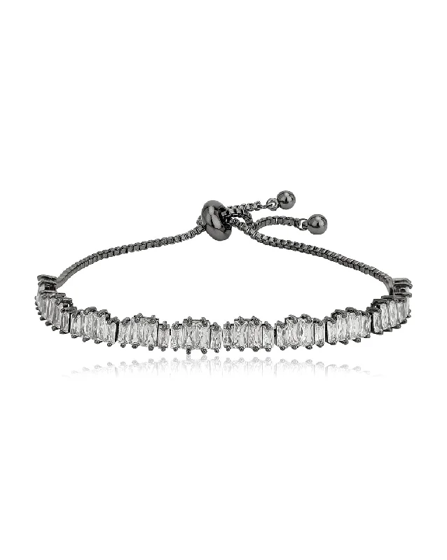 bracelets and bangles art deco -Premium Cz With Oxidised Unique Adjustable Charm Bracelet For Women