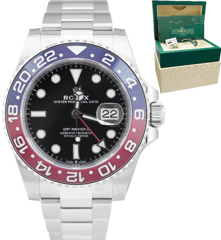 bracelets and bangles with black diamond -NEW JUNE 2022 Rolex GMT-Master II Ceramic PEPSI OYSTER BRACELET 40mm 126710 BLRO