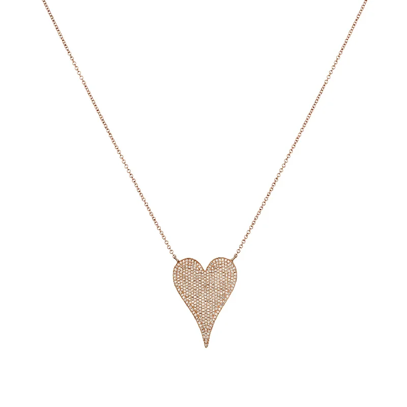 necklaces stylish modern -PAVÉ DIAMOND PINCHED HEART NECKLACE