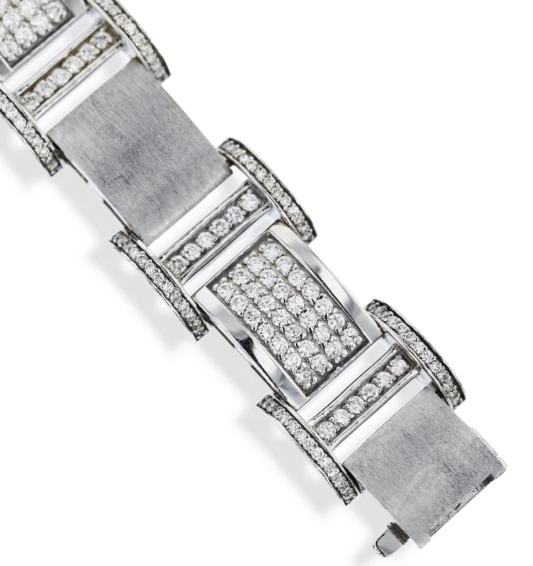 bracelets and bangles modern design -MEN'S 14KT WHITE GOLD 6.30CTW DIAMOND BRACELET