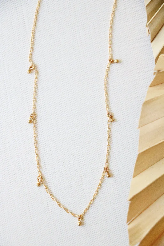 necklaces with pink tourmaline -dew drops necklace { gold }