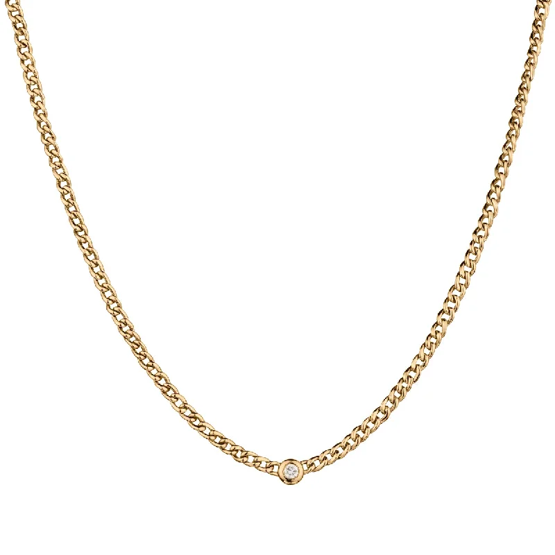 necklaces for office wear -BEZEL SET DIAMOND NECKLACE