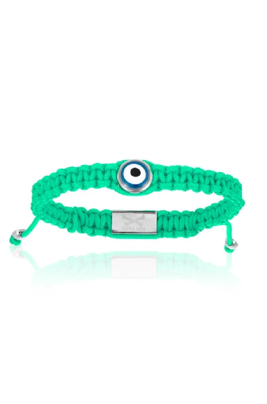 bracelets and bangles with blue topaz -Turquoise Nylon Evil Eye Bracelet