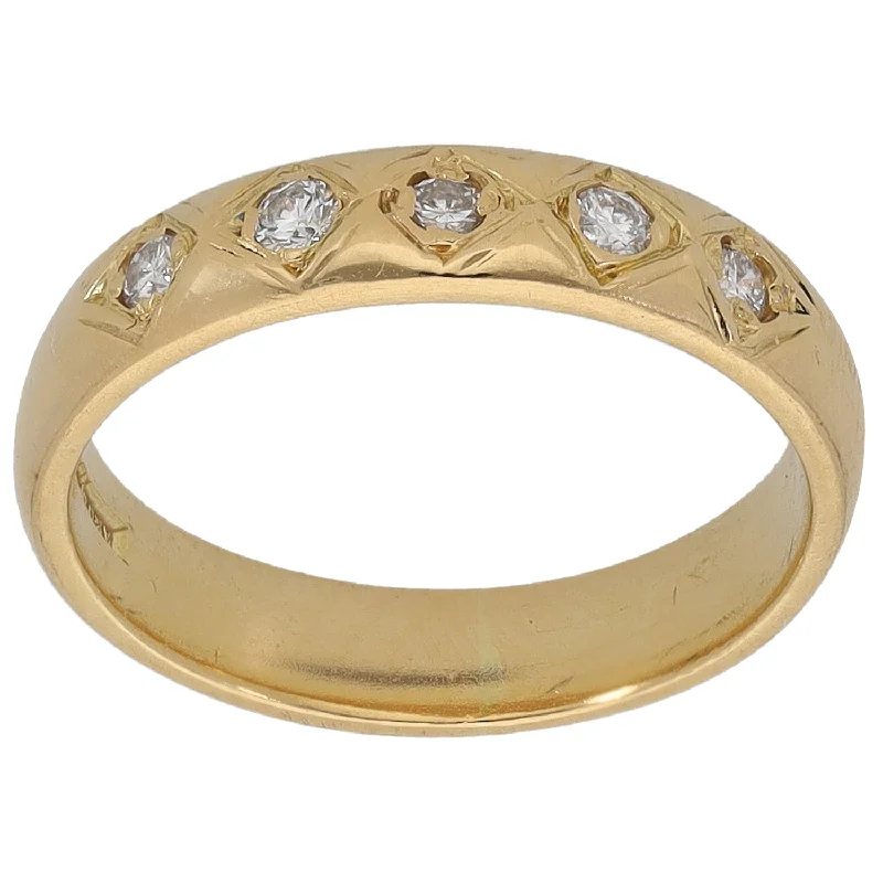 ladies engagement rings trillion cut -18ct Gold 0.15ct Diamond Half Eternity Ring Size L