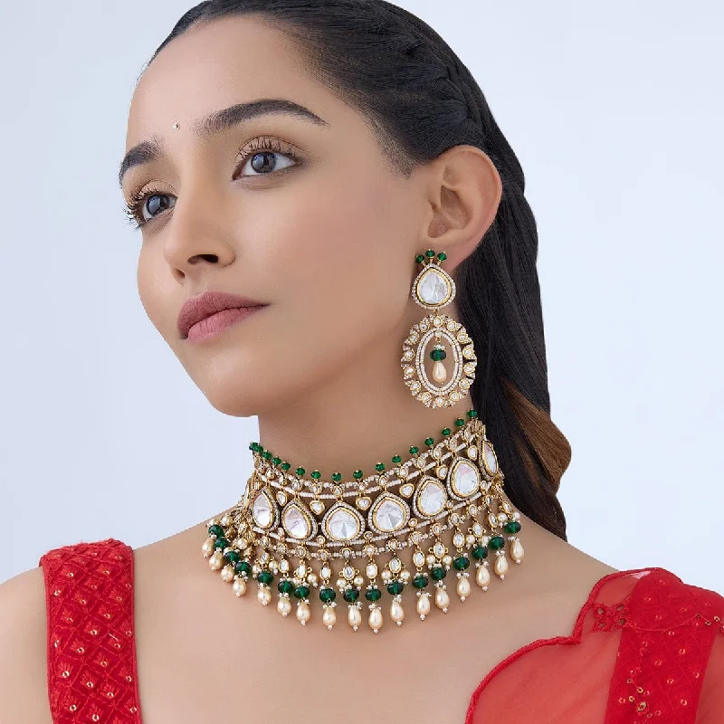 necklaces with moon charm -Kundan Necklace 163993