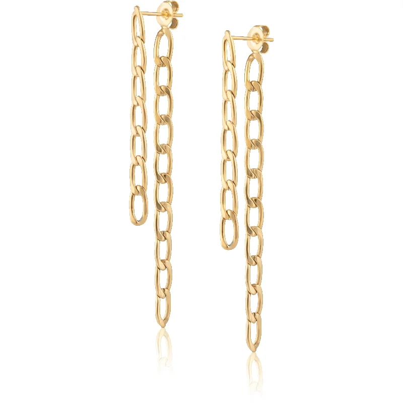 ladies earrings trendy minimalist -Fígaro Double Chain Earrings