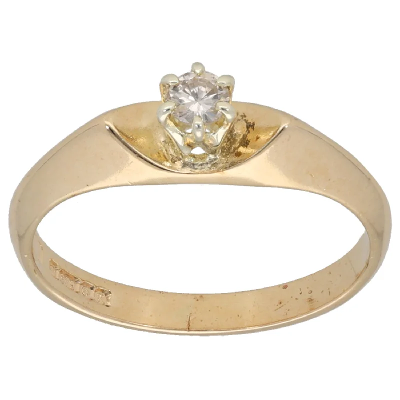 ladies engagement rings yellow gold -9ct Gold 0.10ct Diamond Solitaire Ring Size L