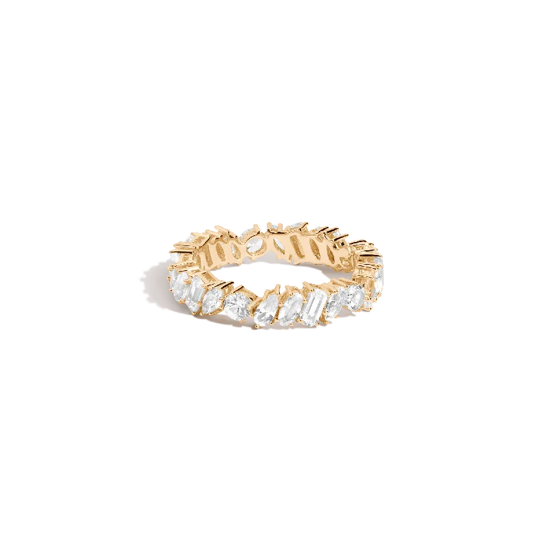 Unique women's wedding rings for memorable moments-Lab Grown White Sapphire Mixed Shape Eternity Ring