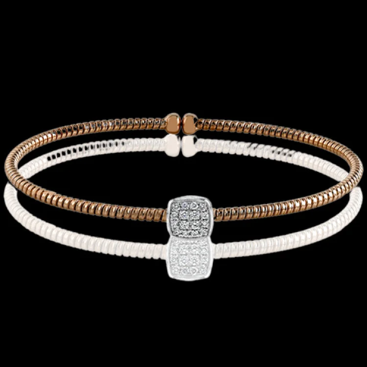 bracelets and bangles stylish cheap -The charming open design of this modern rose gold bangle bracelet is accentuated by .16 ctw glimmering round cut white diamonds. Perfect for stacking.