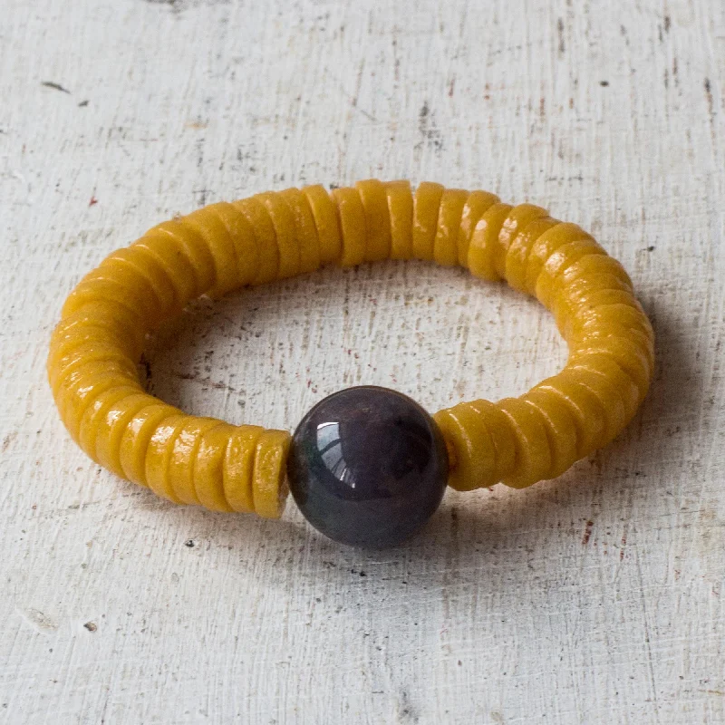 bracelets and bangles with teal turquoise -Adepa Orb Agate and Recycled Plastic Beaded Stretch Bracelet