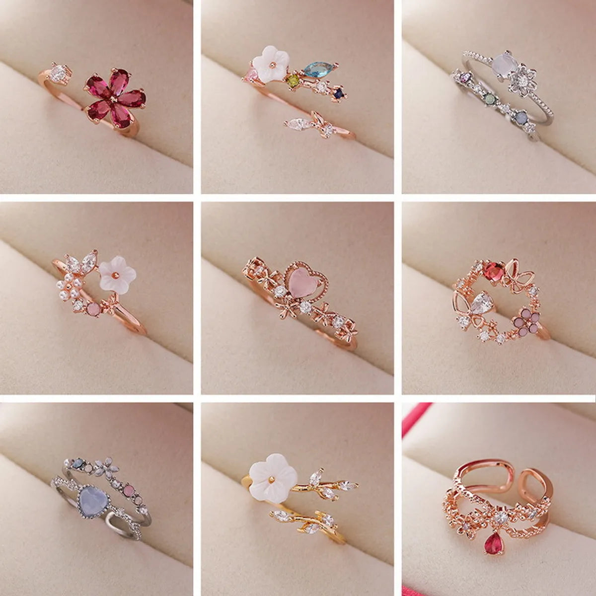 Women's gold-plated rings for elegant style-Simple Style Flower Copper Inlay Zircon Rings