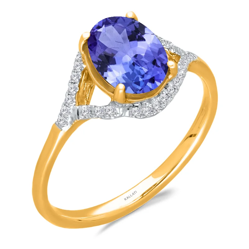 Wedding rings for women with floral accents-Kallati Tanzanite Diamond Ring