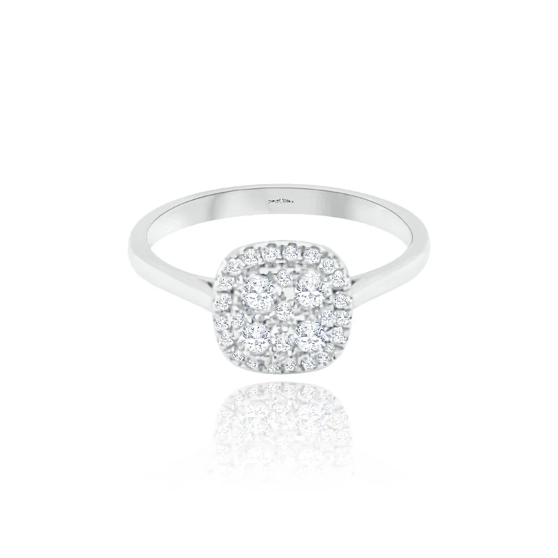 Women's cocktail rings with big gemstones-Halo Cushion cut Style Invisible set Diamonds Ring