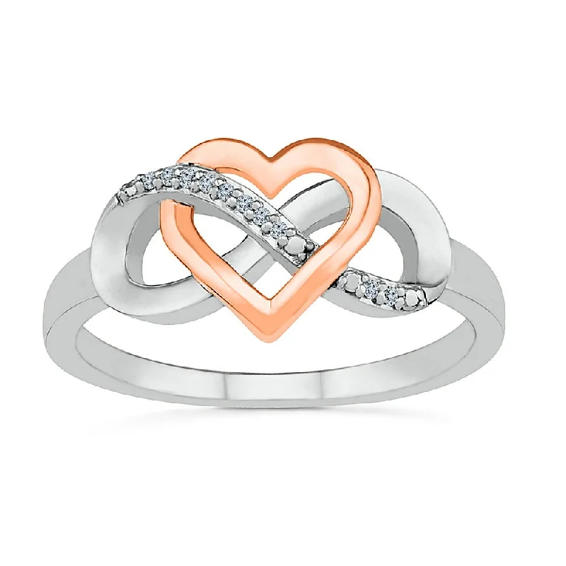 Women's gemstone rings for a pop of color-Diamond Infinity Heart Ring