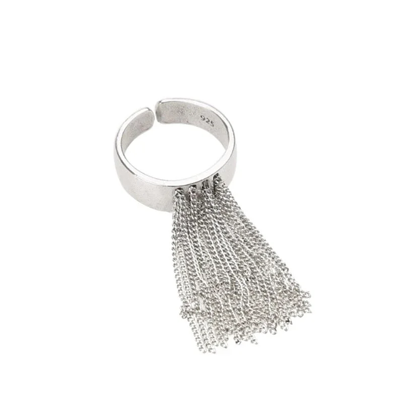 Trendy women's rings for casual wear-Simple Style Tassel Copper Plating Silver Plated Open Rings