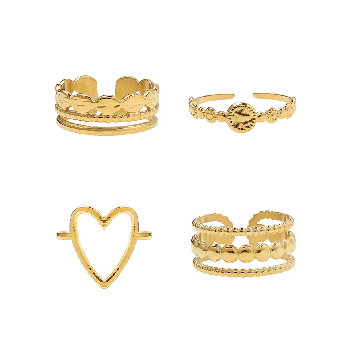 Women's gold rings for special occasions-Fashion Heart Shape Titanium Steel Rings Plating Stainless Steel Rings