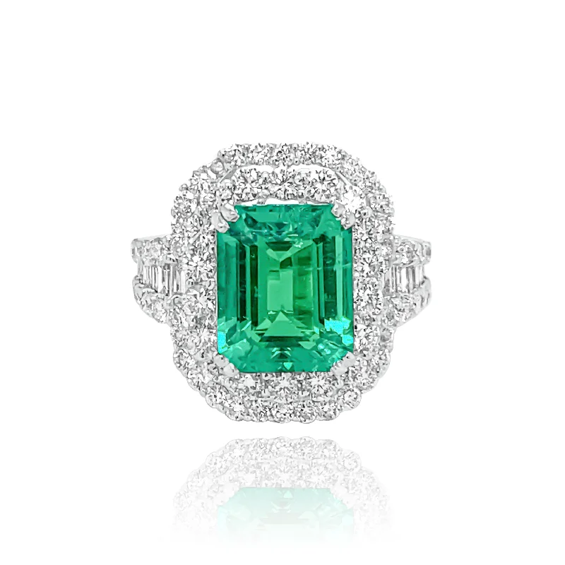 Exquisite women's rings for luxury weddings-DIAMONDS & EMERALD "FRANCOISE" RING.