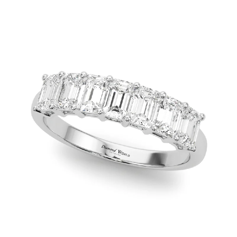 Women's rings for Christmas gifts-7 emerald cut diamond anniversary ring