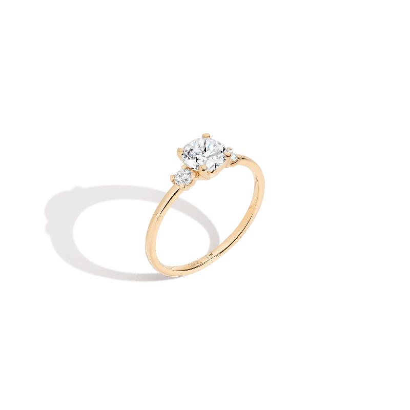 Rose gold women's rings for a romantic look-Round Tri-Diamond Ring