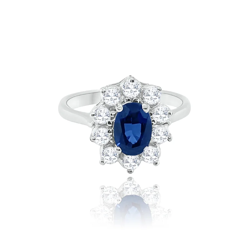 Women's rings with moonstone gems-Diamonds & Sapphire Classic Ring