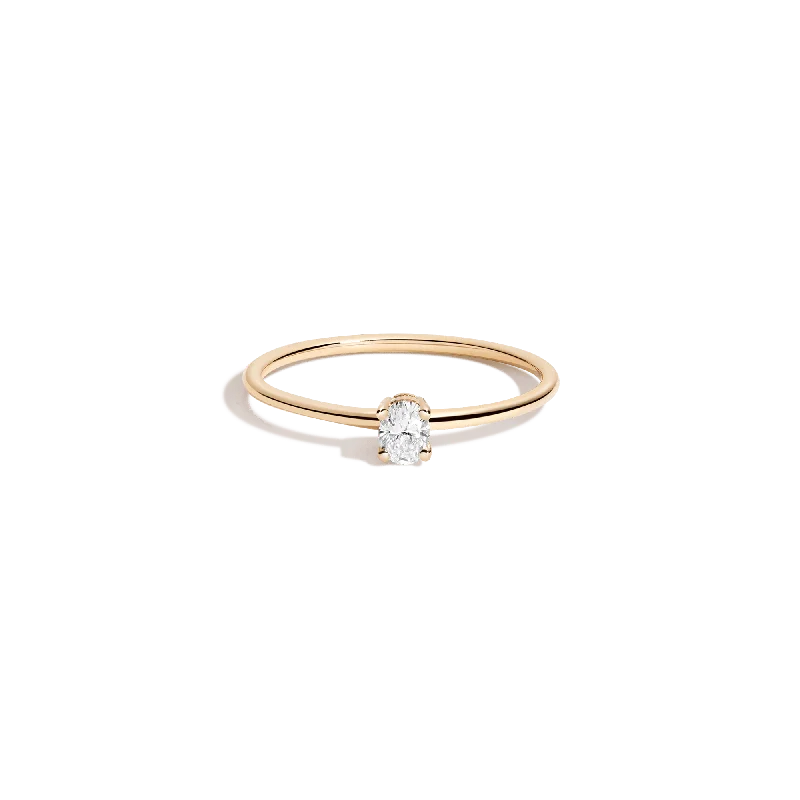 Personalized women's rings with engraving-Oval Lab Grown Diamond Ring