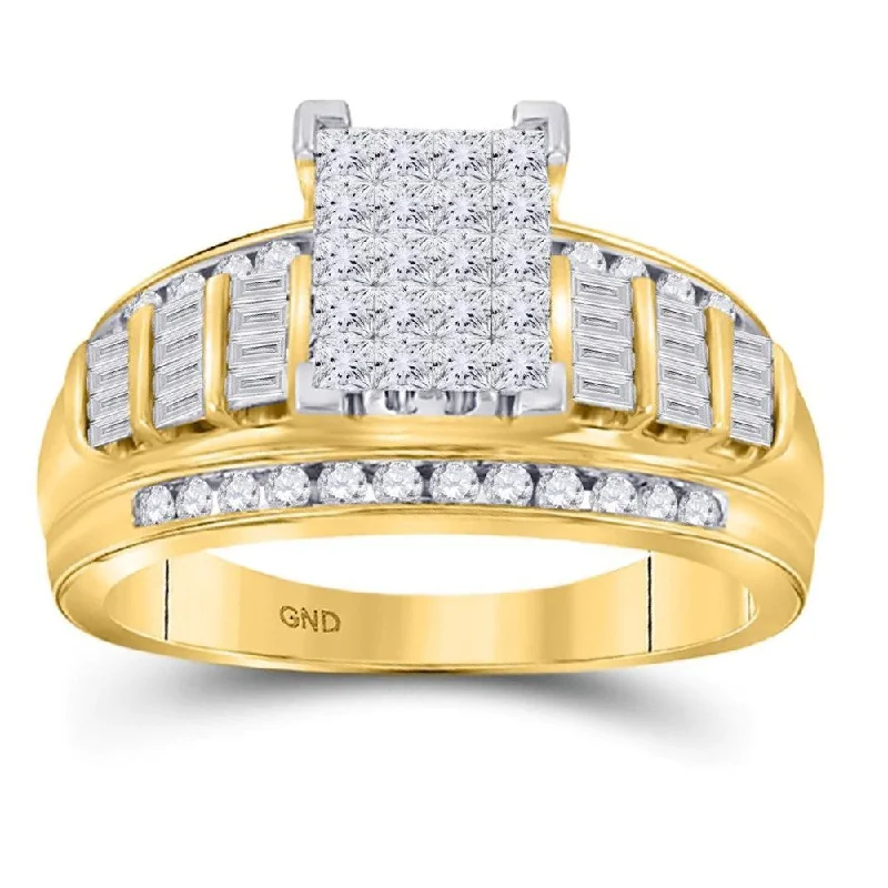 Modern women's wedding rings-2ctw Princessa Diamond Cluster Promise Forever Ring