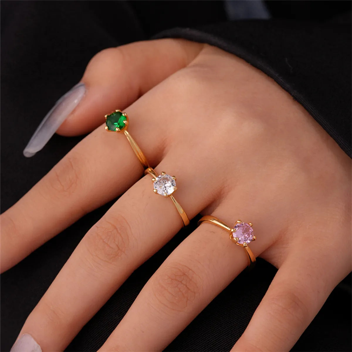 Women's rings with modern geometric designs-Ig Style Simple Style Round Copper Gold Plated Zircon Open Rings In Bulk