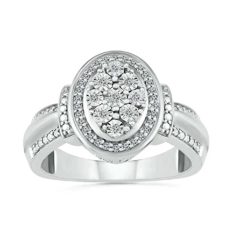 Classic women's rings for timeless elegance-.12ctw Diamond Oval Cluster Ring