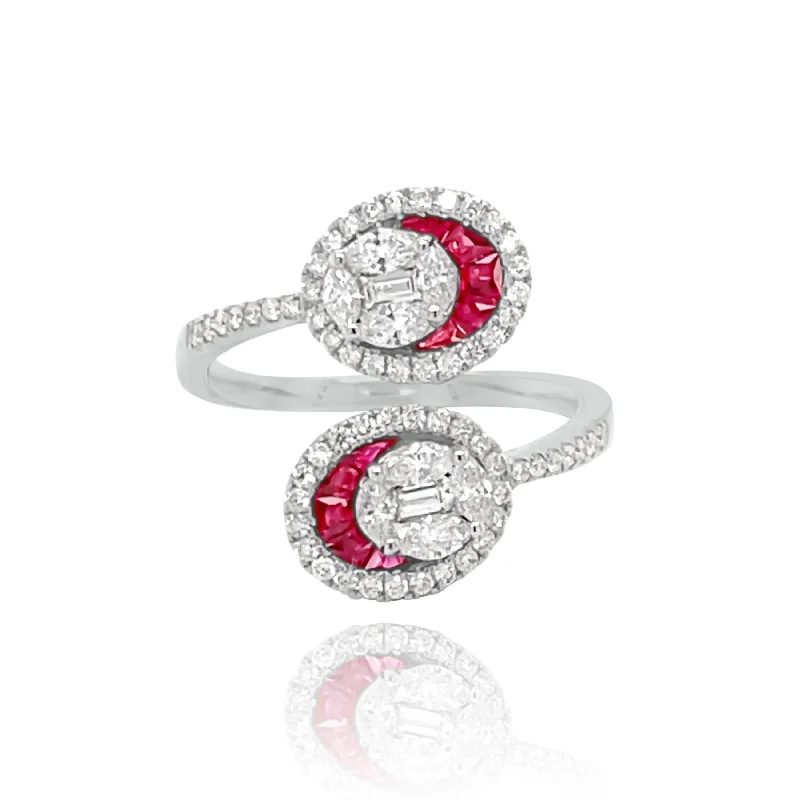 Women's promise rings with meaning-DIAMONDS & RUBIES "INLOVE" RING.