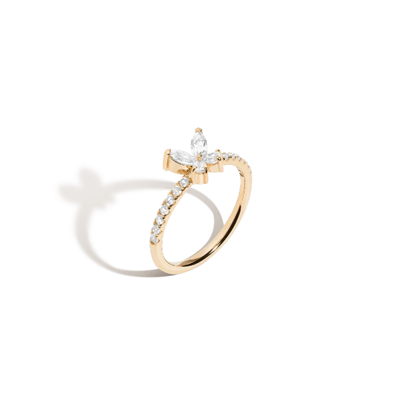 Sparkling women's rings with gemstones-Lab Grown White Sapphire Butterfly Ring