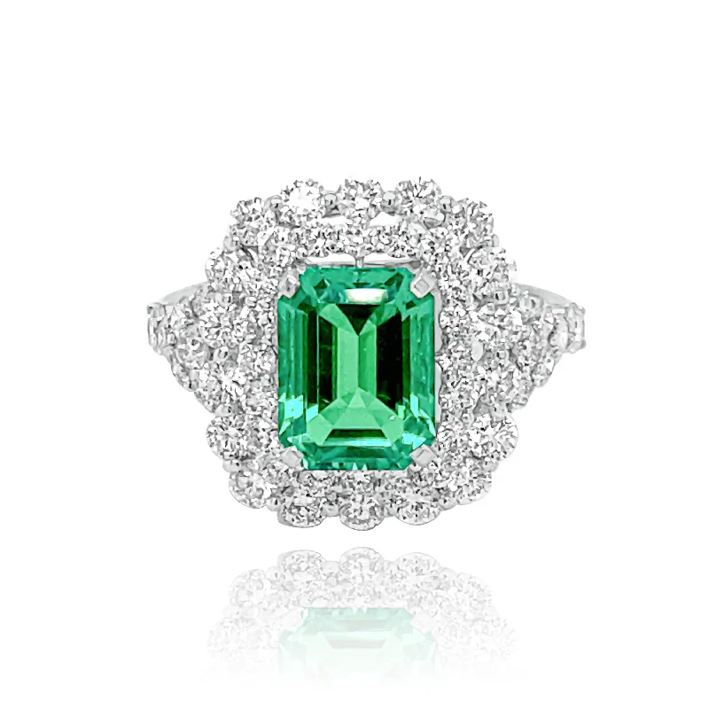 Women's statement rings for bold fashion-DIAMONDS & EMERALD "THEODORA" RING.