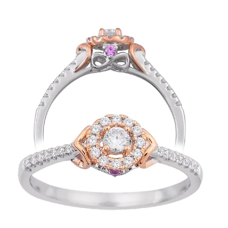 Women's gold-plated rings for elegant style-1/5ctw Diamond Halo Ring