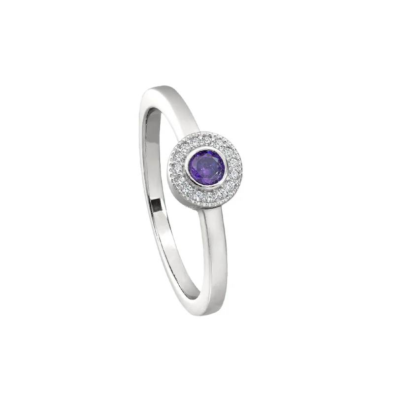 Women's stacking rings for layered look-Birth Gems Amethyst Ring