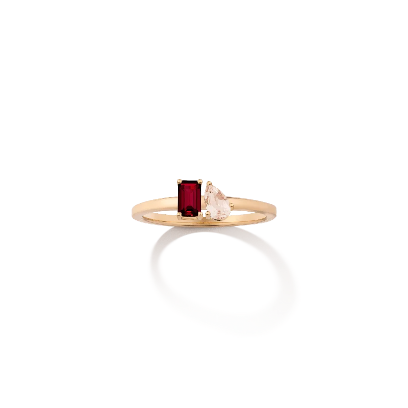 Women's diamond rings with pave setting-Toi et Moi Gemstone Mini Classic Ring