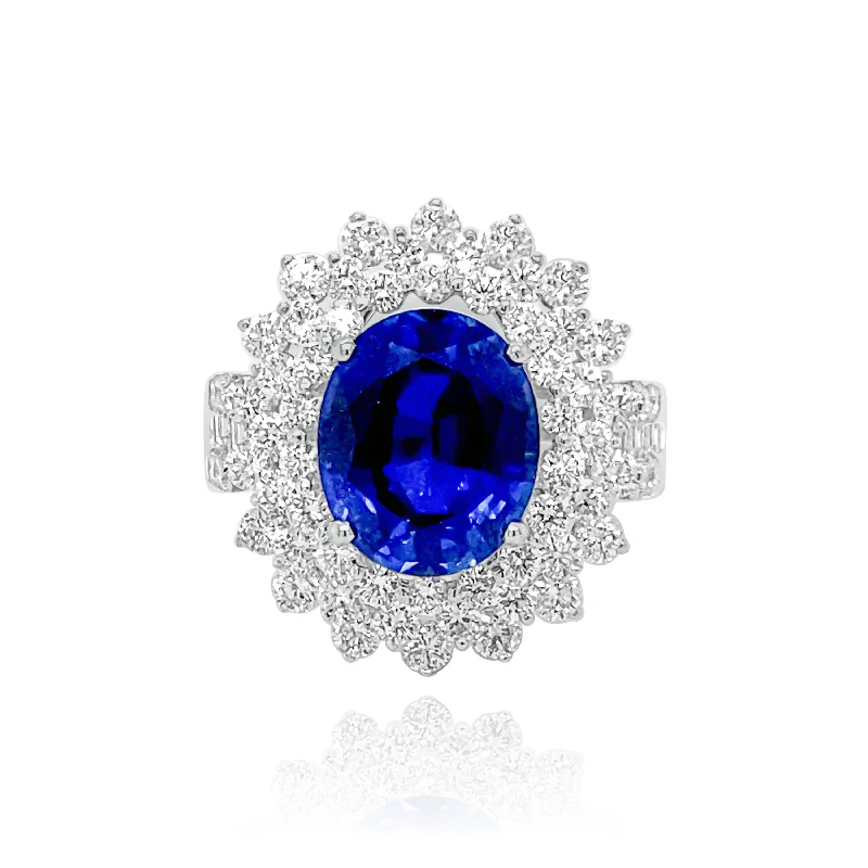 Classic women's engagement rings-DIAMONDS & SAPPHIRE "ISADORA"  RING.