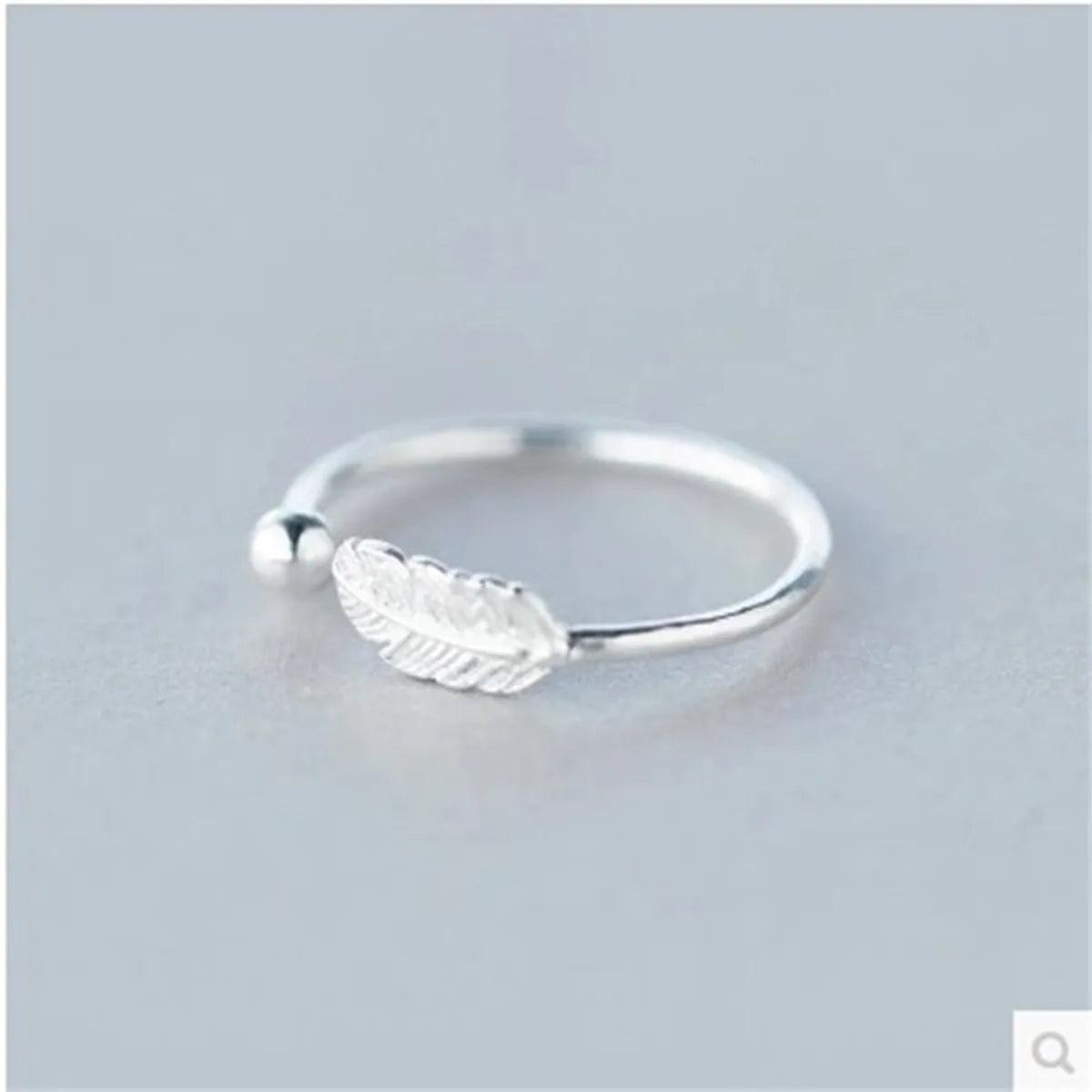 Women's rings with sleek minimalist design-Fashion S925 Sterling Silver Feather Leaf Open Ring