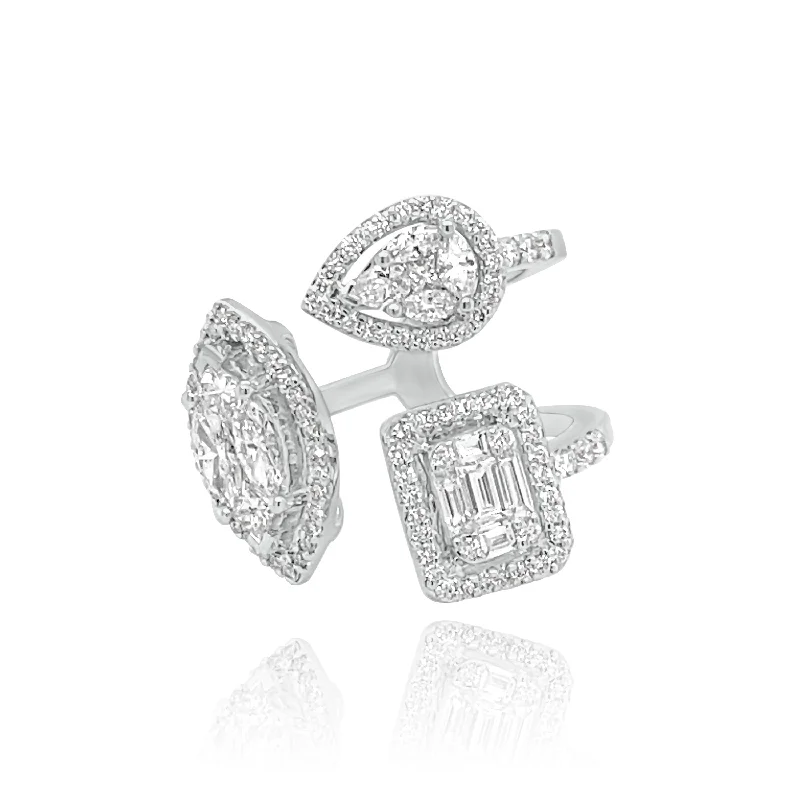 Vintage-inspired women's rings for timeless style-MULTI SHAPE INVISIBLE SET DIAMONDS "MELISSA" RING.