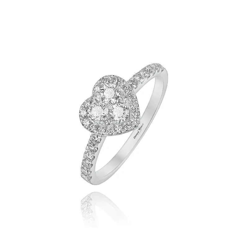 Women's rings for Christmas gifts-Halo Heart Shape Invisible Diamonds "Mi amore" Ring