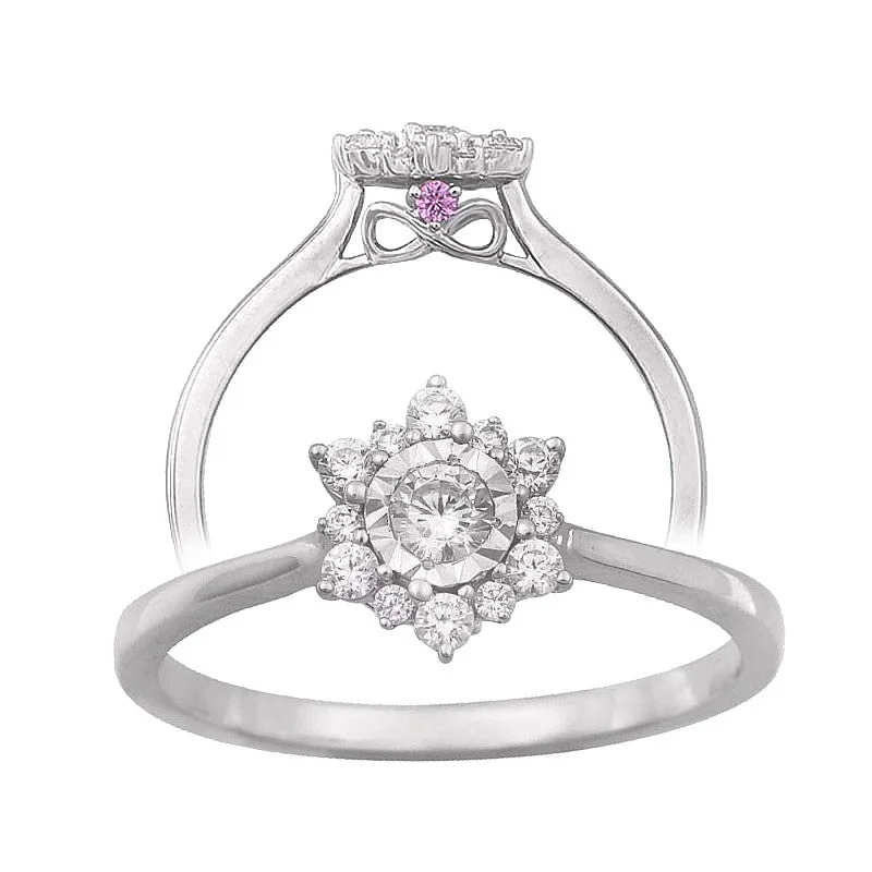 Boho women's rings for free-spirited style-1/4ctw Diamond Flower Halo Ring