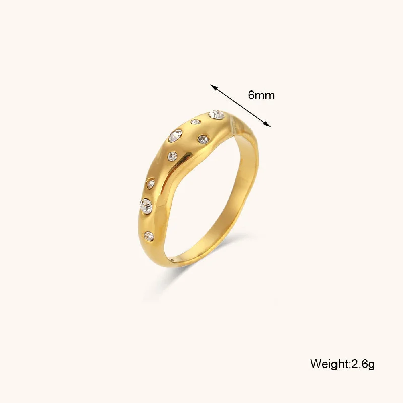 Irregular Rhinestone Zircon Ring