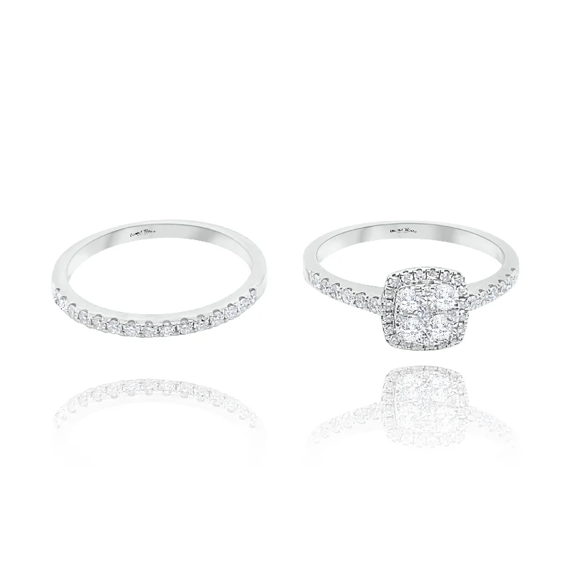 Chunky women's rings for bold statements-Halo Cushion cut Style Invisible set Diamonds Ring & Anniversary Ring