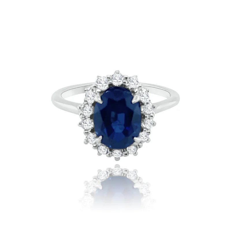 Elegant and delicate women's rings-Classic Diamonds & Sapphire "Callista" Ring