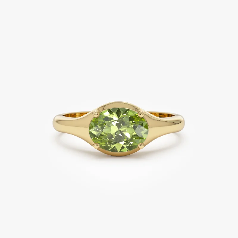 Women's rings for everyday elegance-14K Oval Shape Prong Setting Peridot Ring